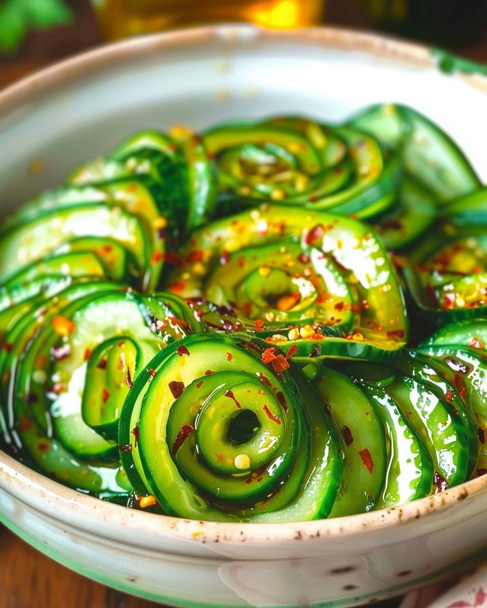 Spicy Asian Spiral Cucumber Salad 4 Spicy Asian Spiral Cucumber Salad