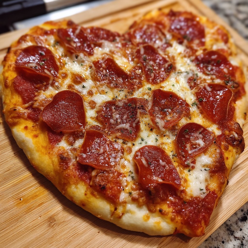 Heart Shaped Pepperoni Pizza