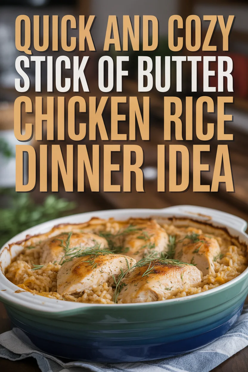 A Pinterest style image of Stick of Butter Chicken Rice recipe