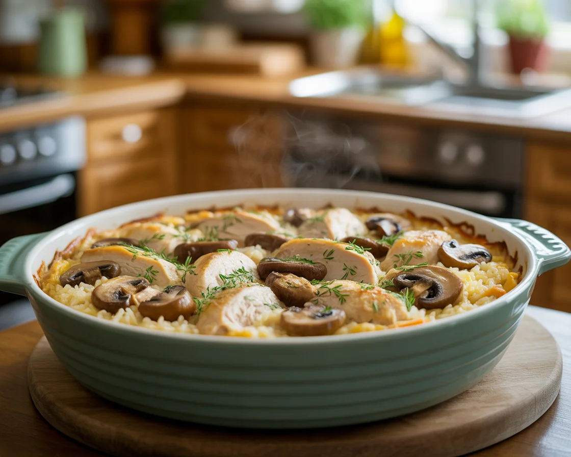 Stick of Butter Chicken Rice in ceramic plate on rustic wooden for Dinner Idea
