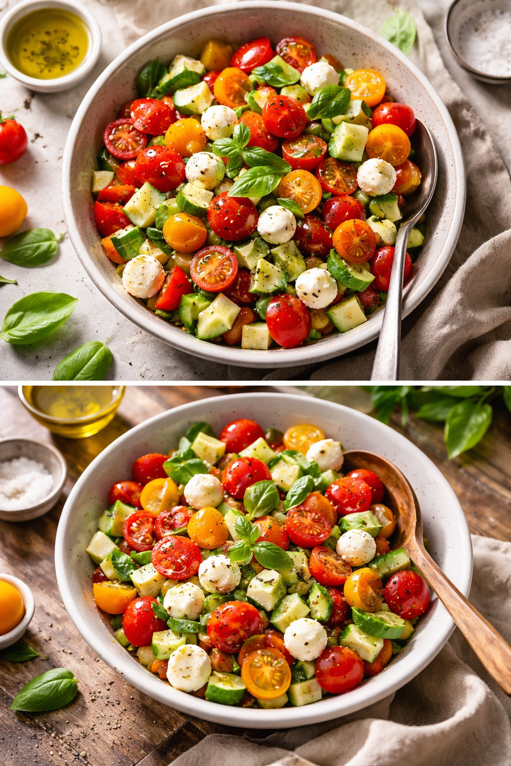 Tomato Cucumber Mozzarella Salad