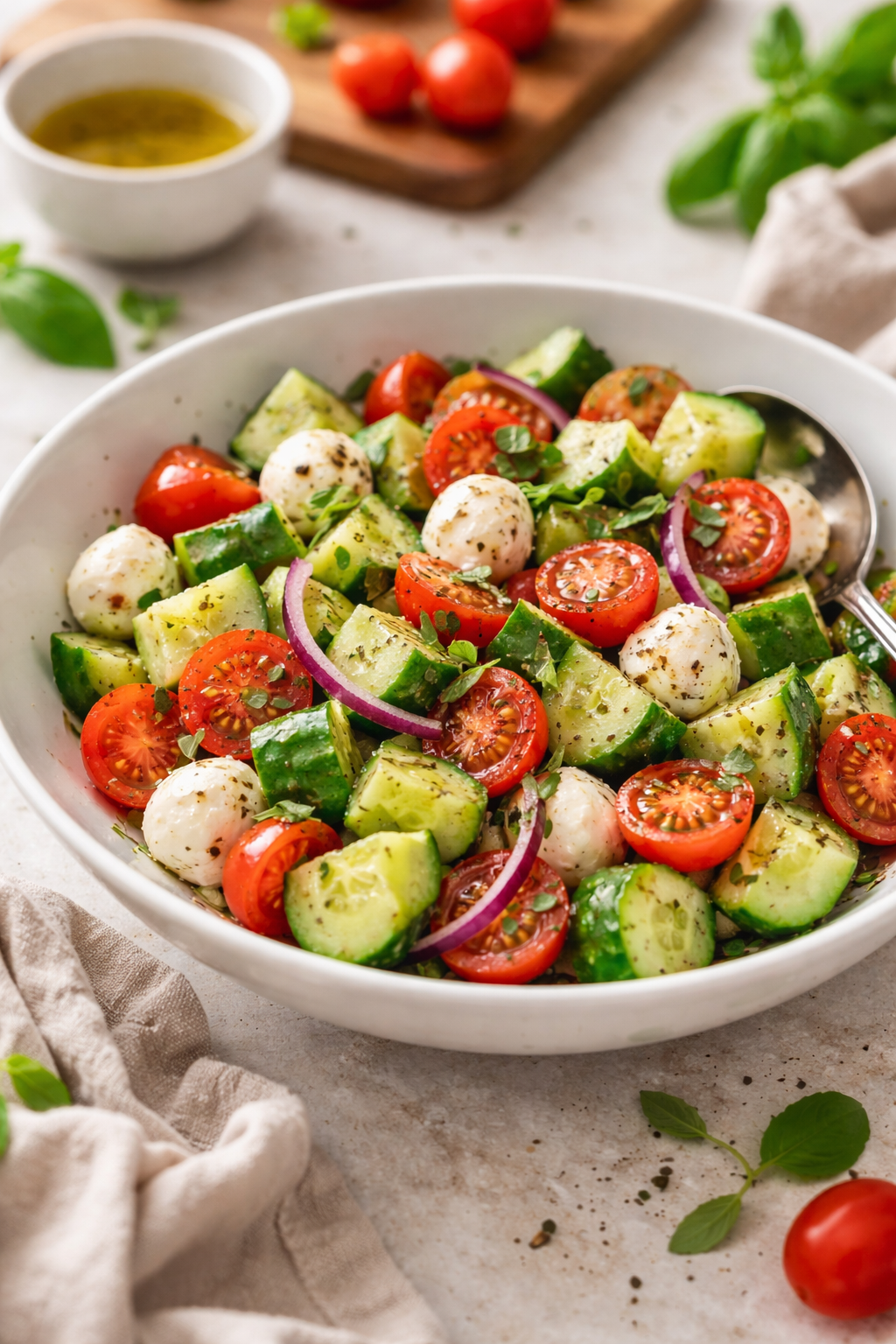 Juicy Cucumber Caprese Salad