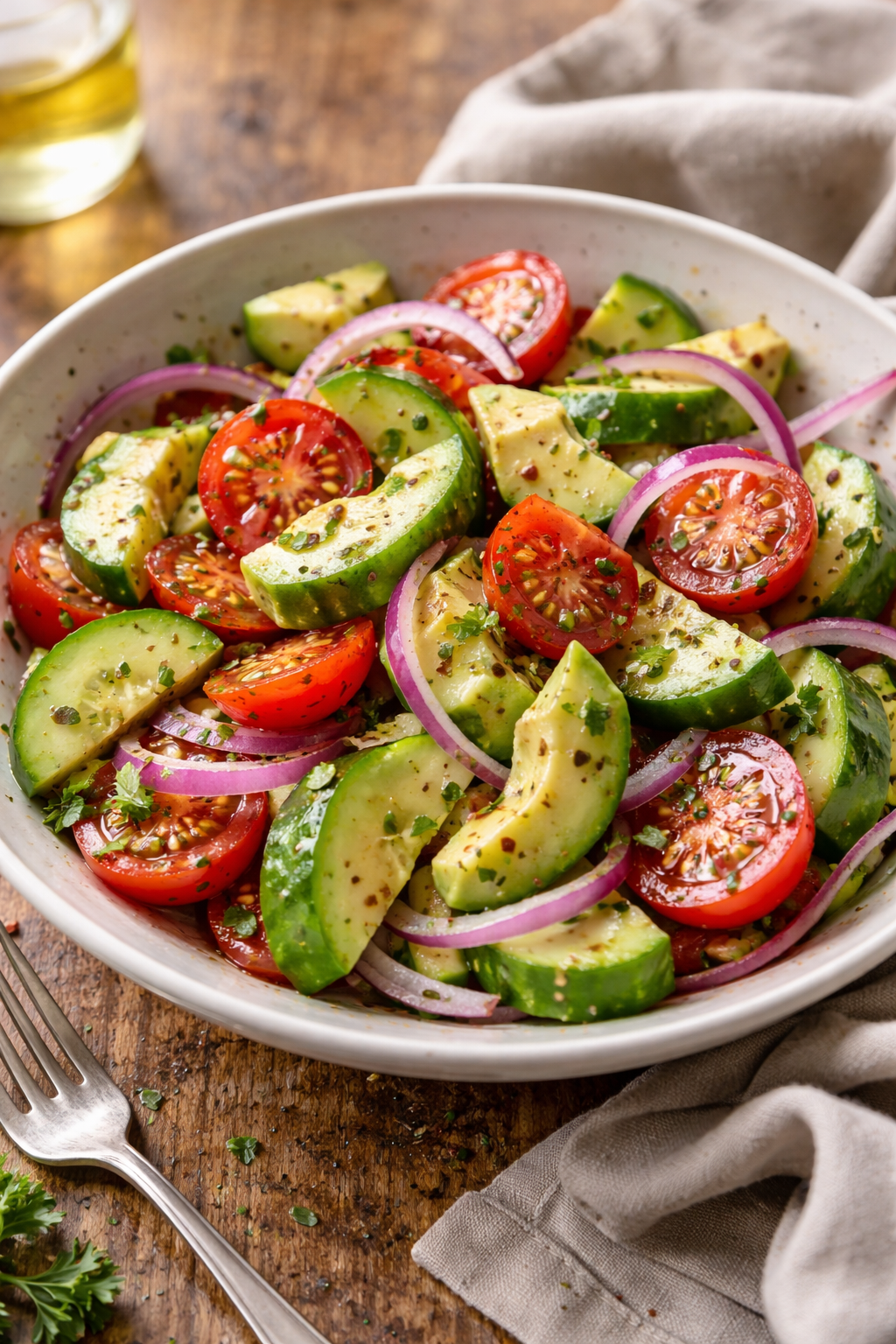 Cucumber Tomato Avocado Salad