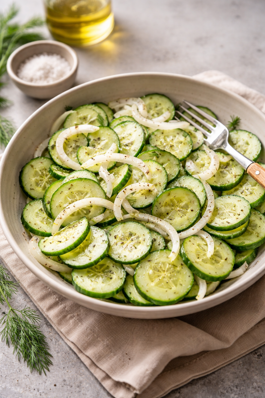 Easy Cucumber Vinegar Salad Recipe (with Sweet Onion)