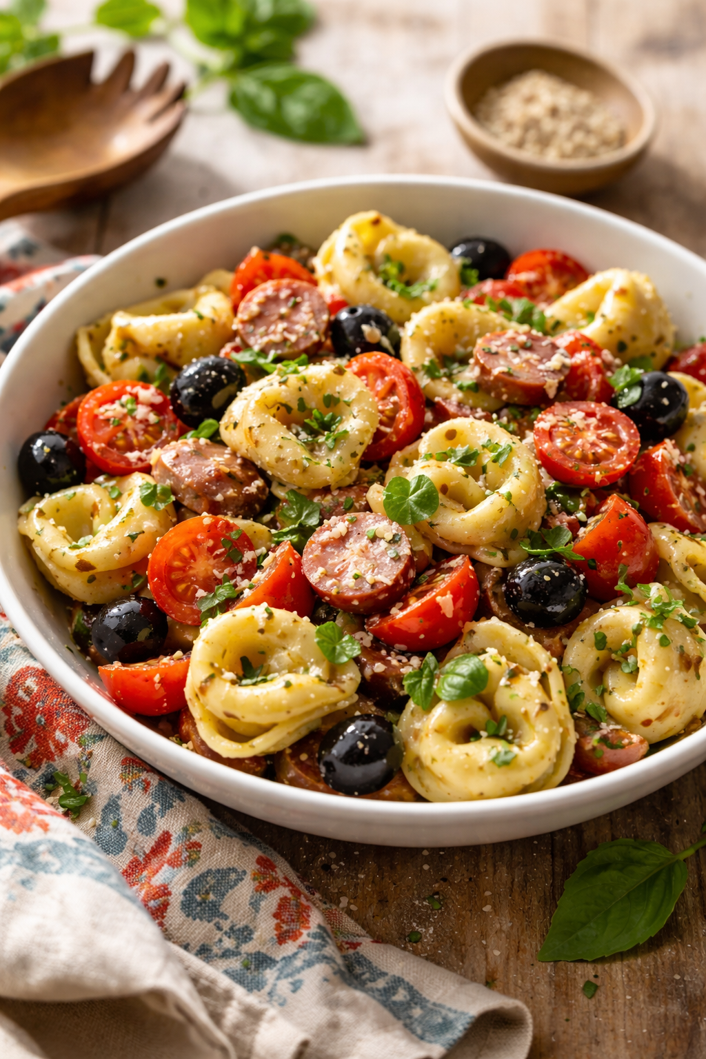 Roasted Red Pepper and Parmesan Tortellini Salad