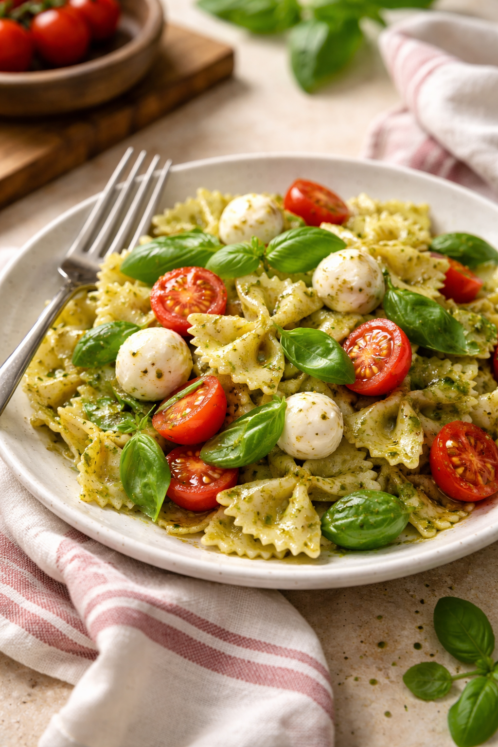Pesto Caprese Pasta Salad