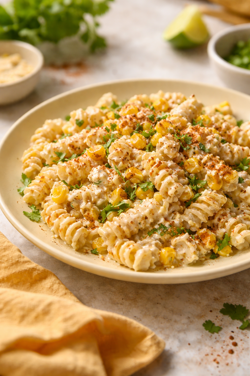 Tasty Elote Pasta Salad with Greek Yogurt - Moana's Kitchen