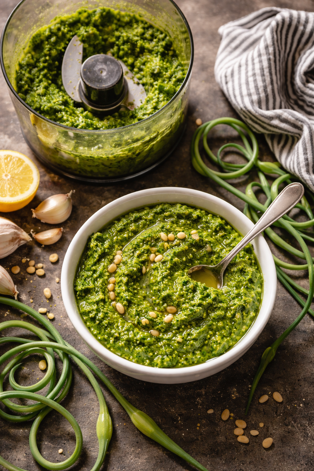 Homemade Pesto with Garlic Scapes