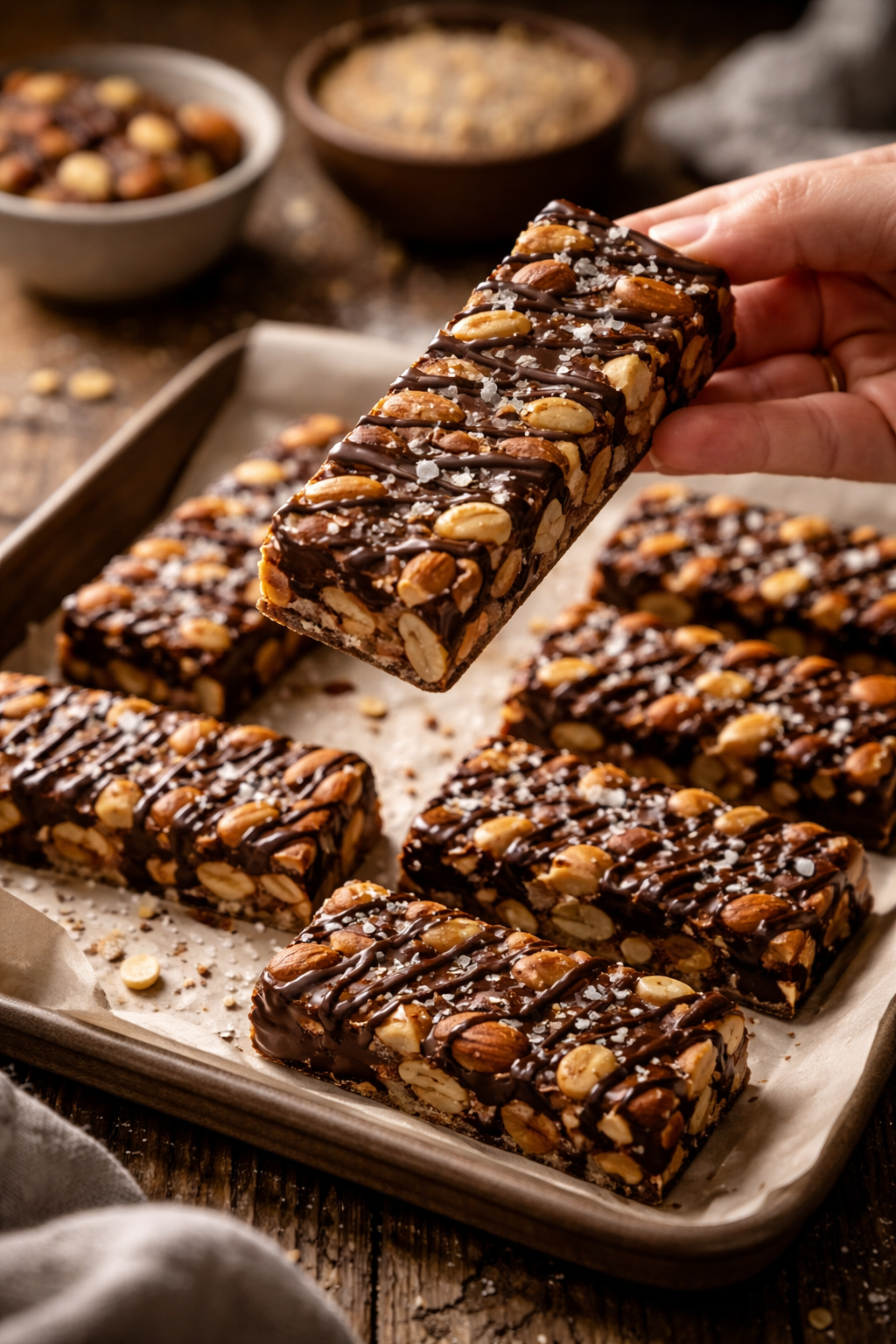 Dark Chocolate and Sea Salt Nut Bars