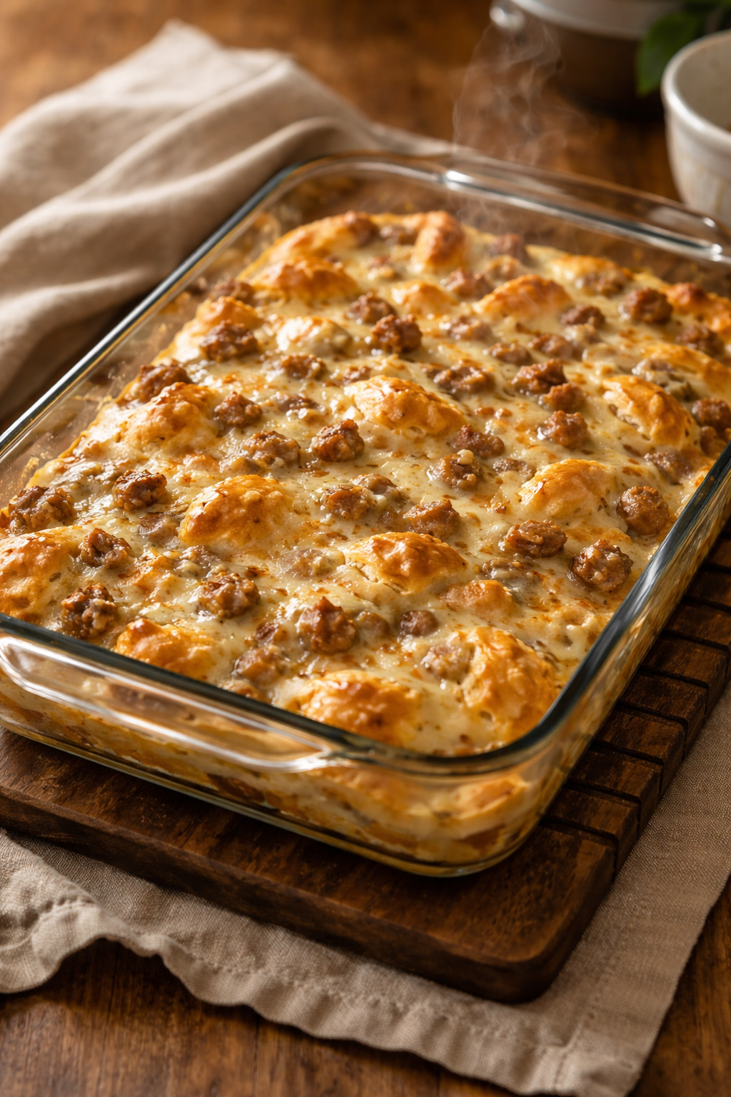 Biscuits and Gravy Breakfast Casserole