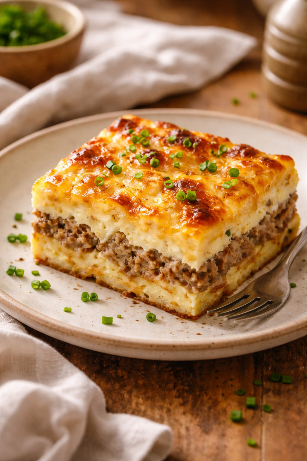 Beef Sausage, Egg, and Cream Cheese Casserole