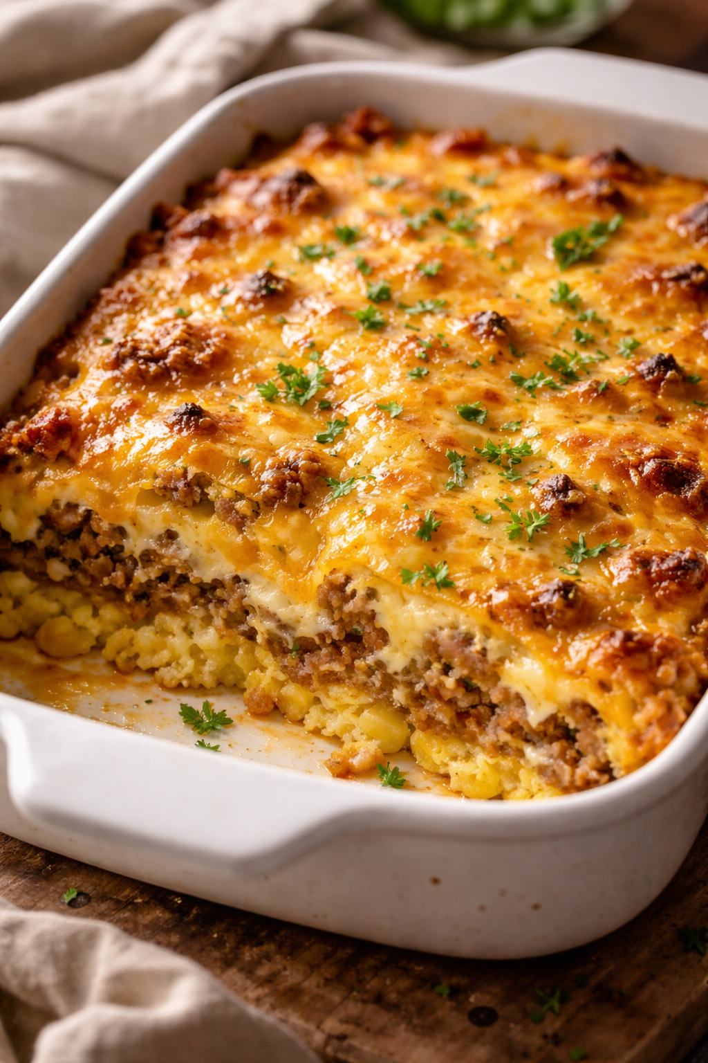 Sausage, Egg, and Cream Cheese Hashbrown Casserole