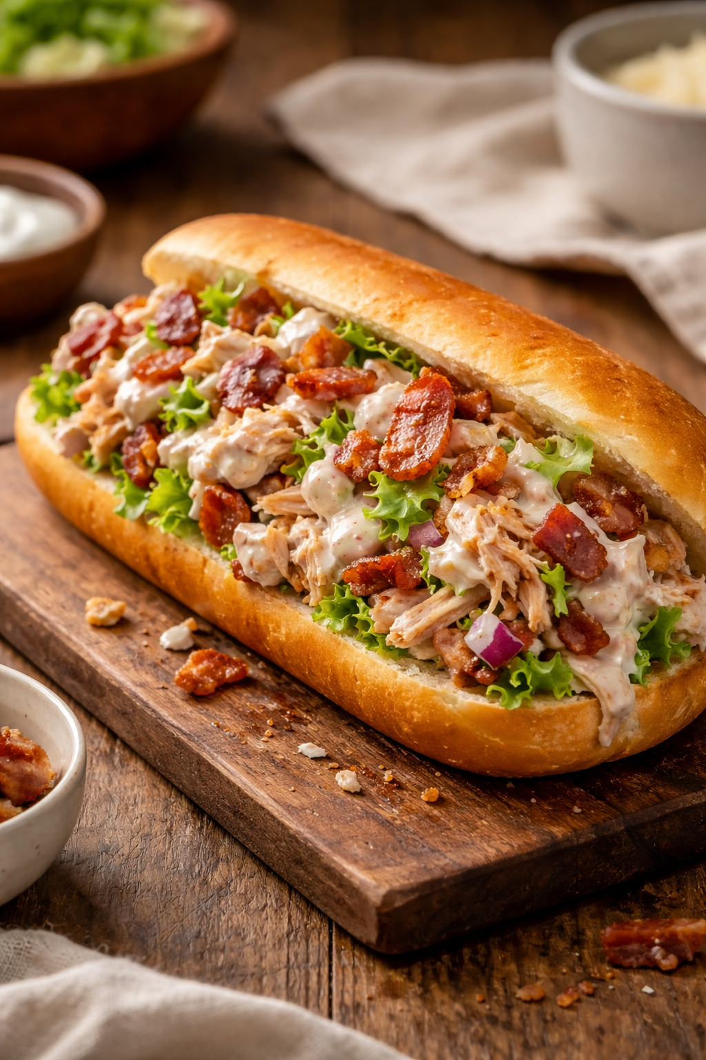 Chopped Chicken Bacon Ranch Sandwich
