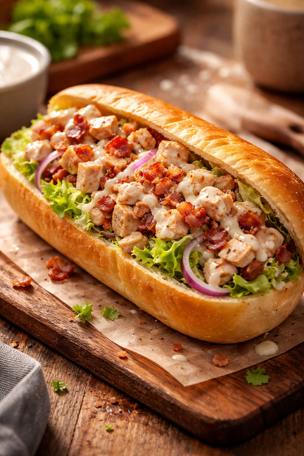 Chopped Chicken Bacon Ranch Sandwich