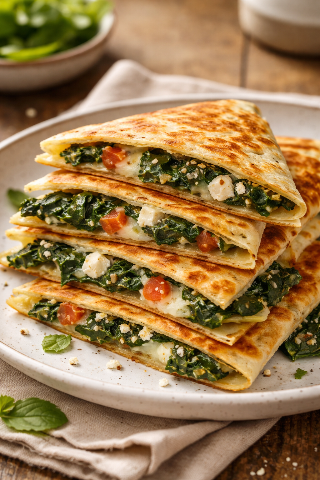 Spinach and Feta Quesadillas