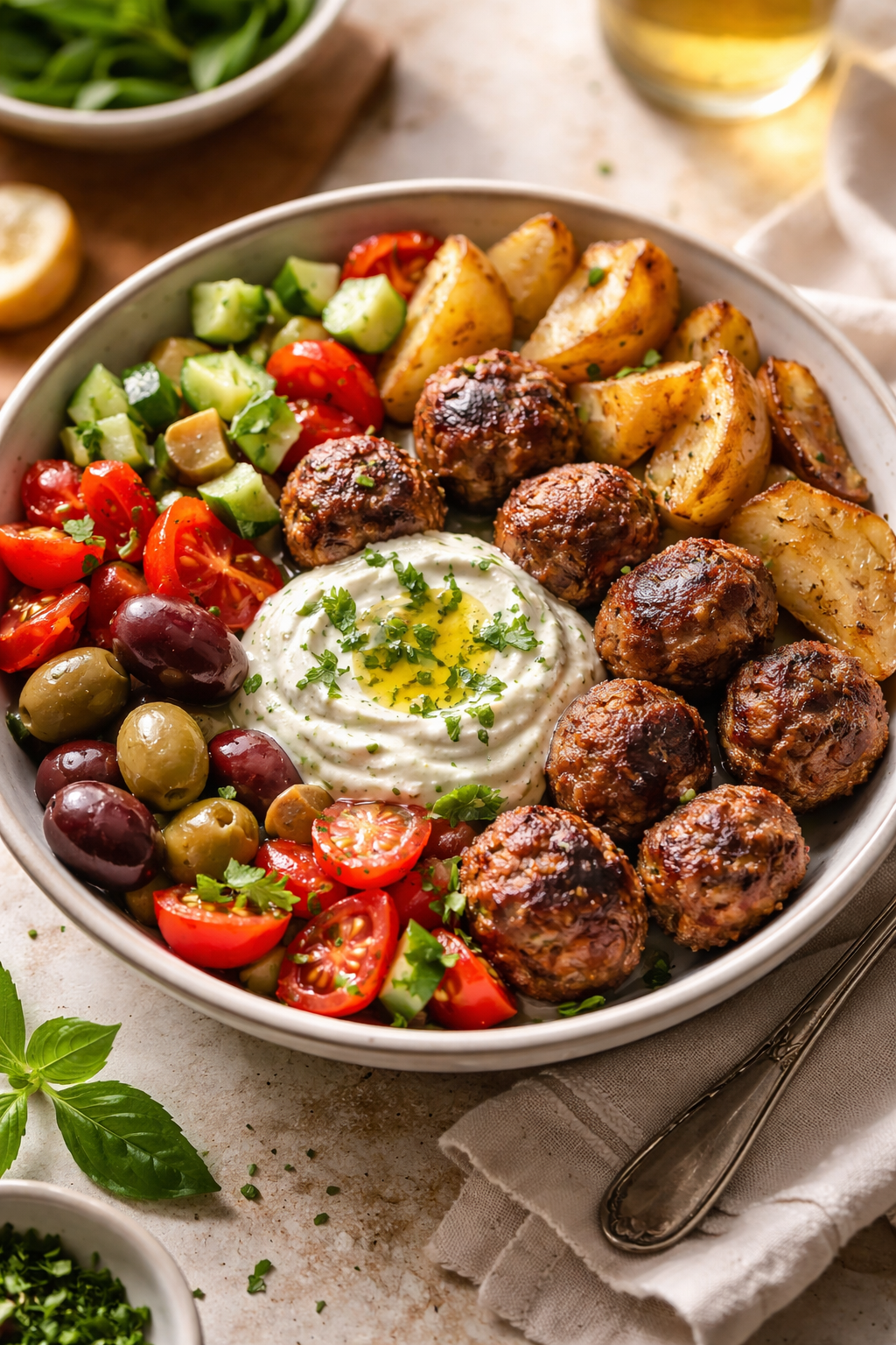 Greek Meatball Bowl