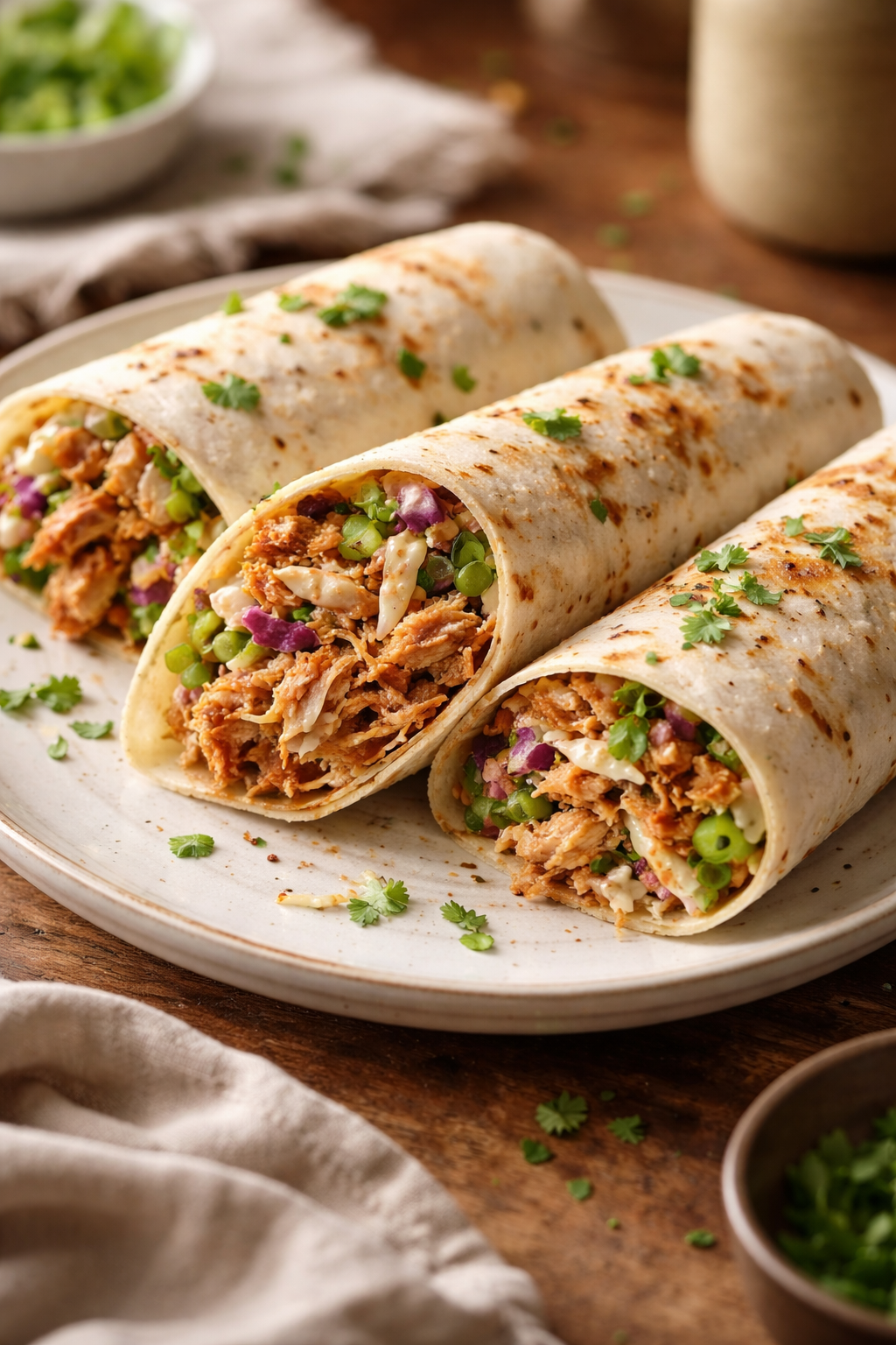 BBQ Chicken Coleslaw Wraps