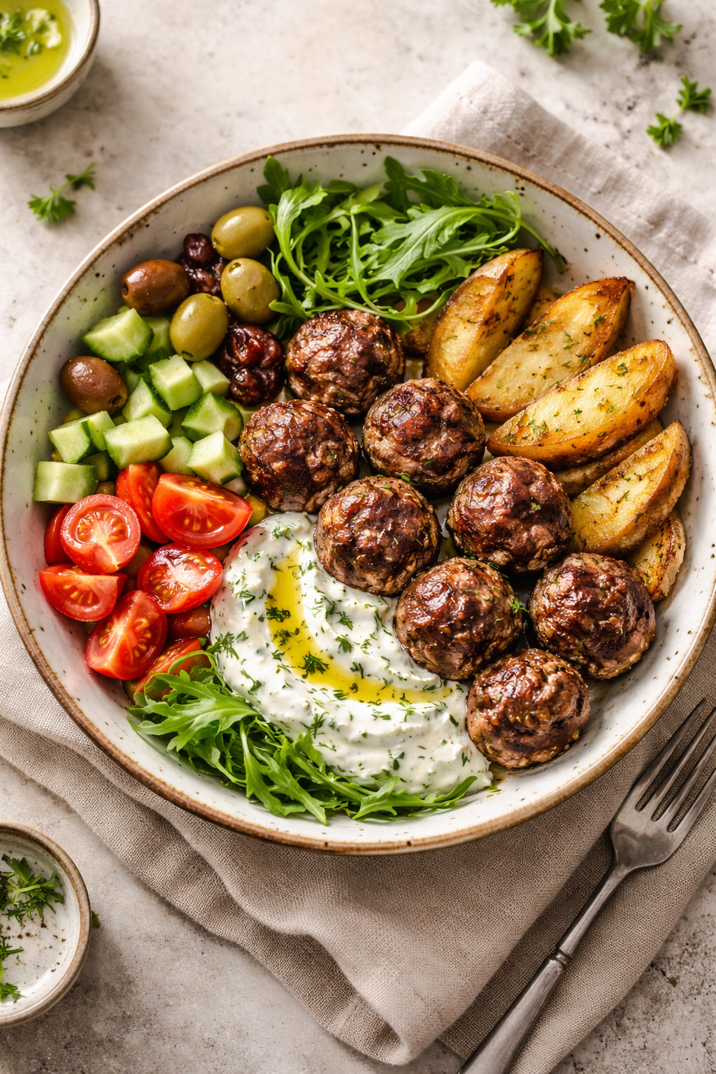 Greek Meatball Bowl