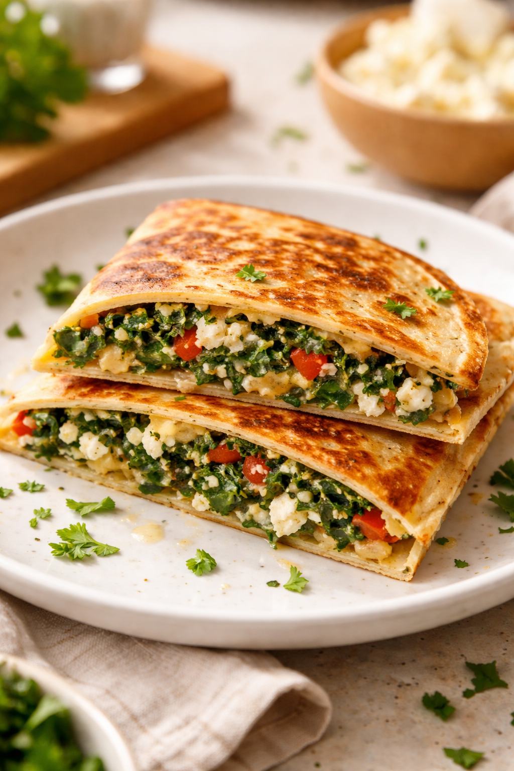 Spinach and Feta Quesadillas