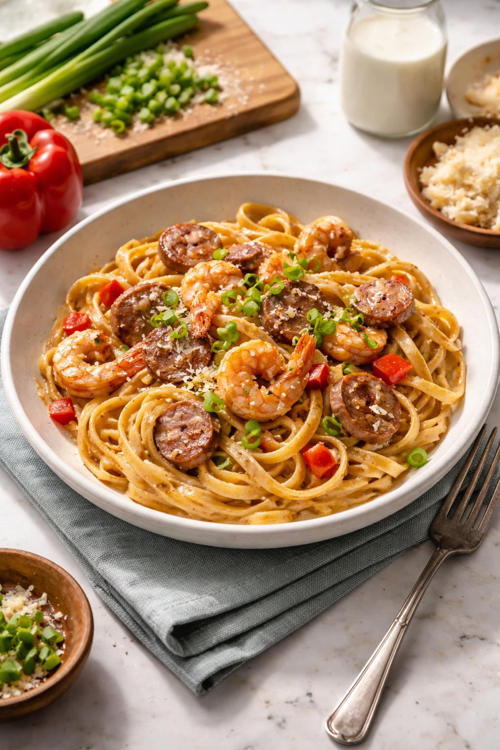 Creamy Cajun Shrimp Pasta with Andouille Sausage