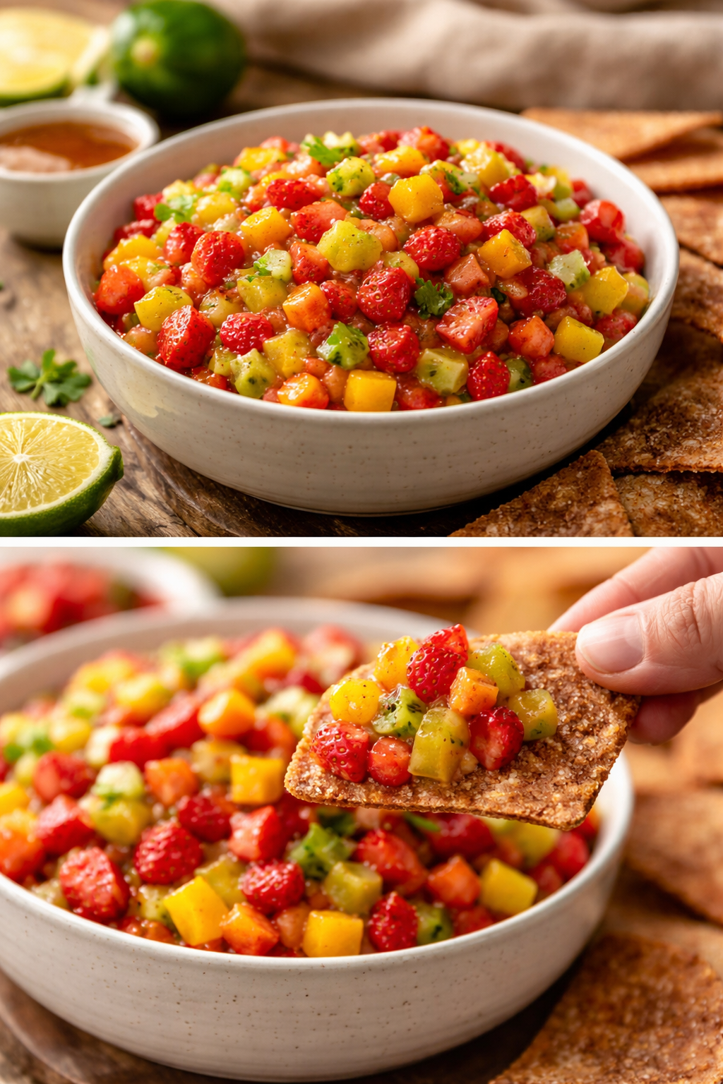 Fresh Fruit Salsa with Cinnamon Sugar Chips