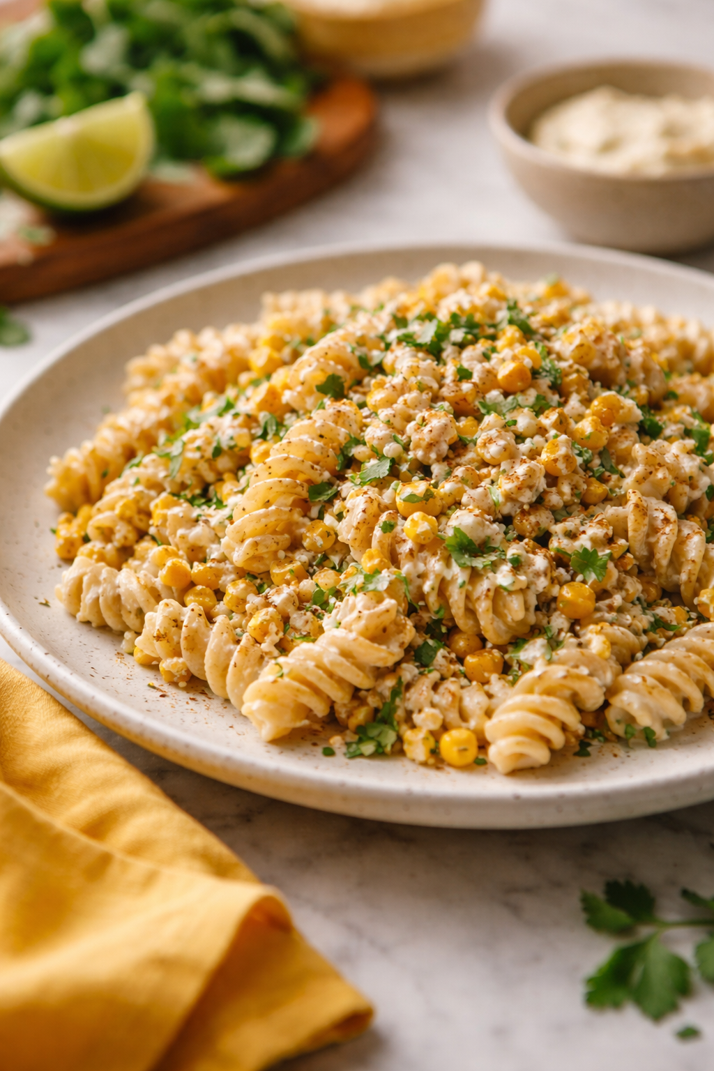 Tasty Elote Pasta Salad with Greek Yogurt - Moana's Kitchen
