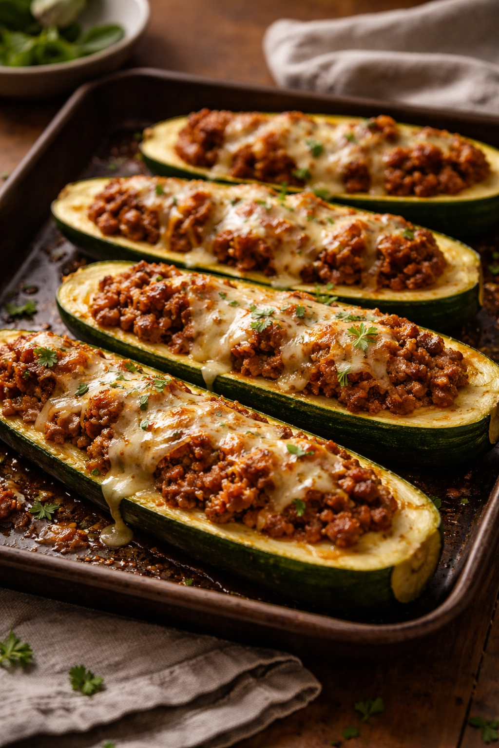 Ground Beef Zucchini Boats