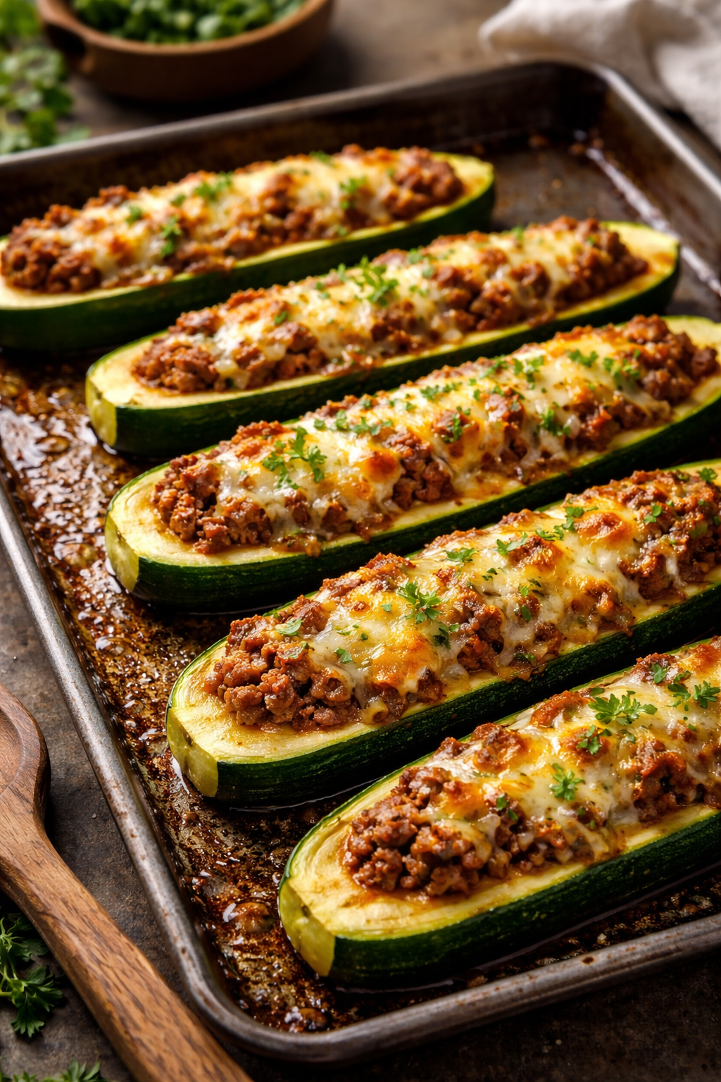 Ground Beef Zucchini Boats