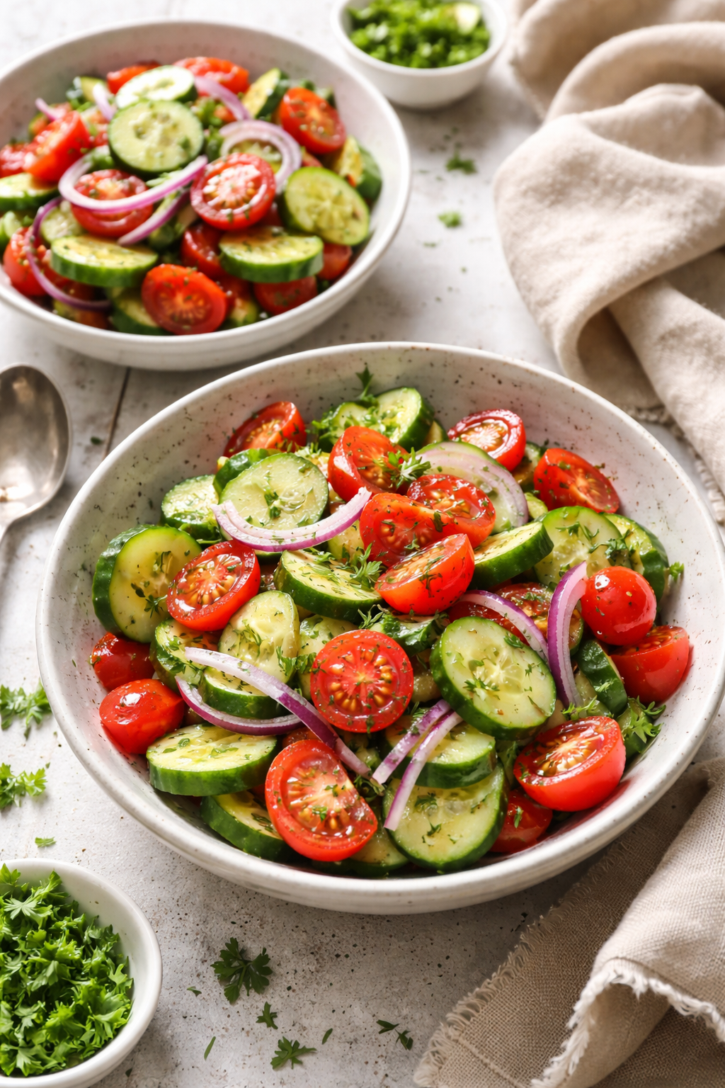 Refreshing Cucumber and Tomato Salad | Cucumbers, Onions, and Tomatoes, Tomato Cucumber Red Onion Salad, Tomato Salad Recipes