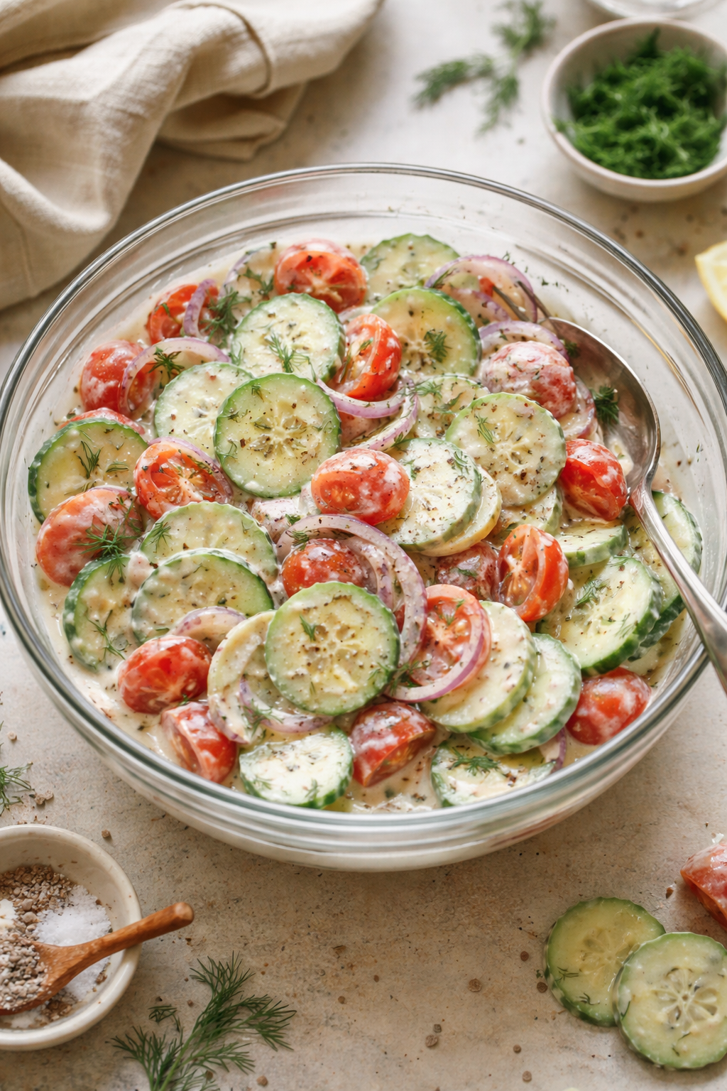 Creamy Cucumber Tomato Salad