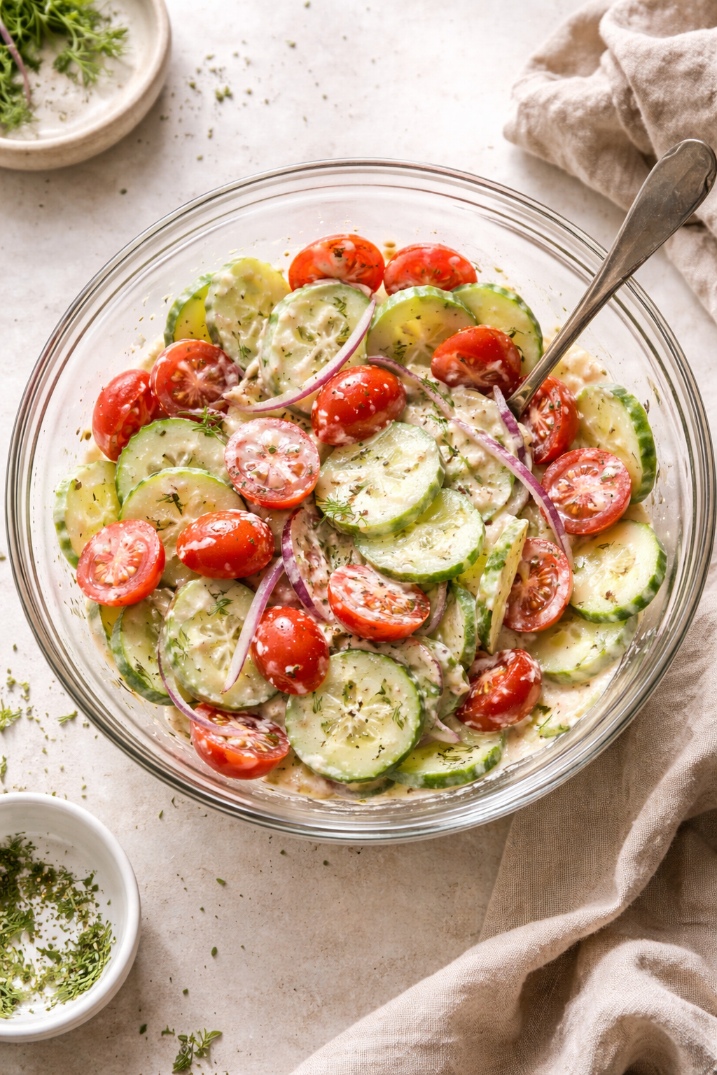 Creamy Cucumber Tomato Salad