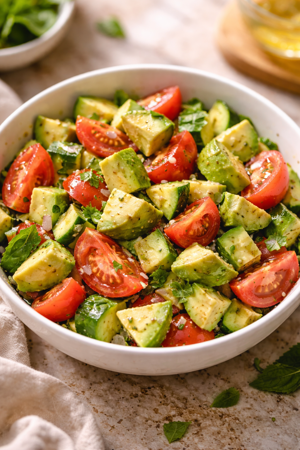 Italian Tomato, Cucumber, and Avocado Salad