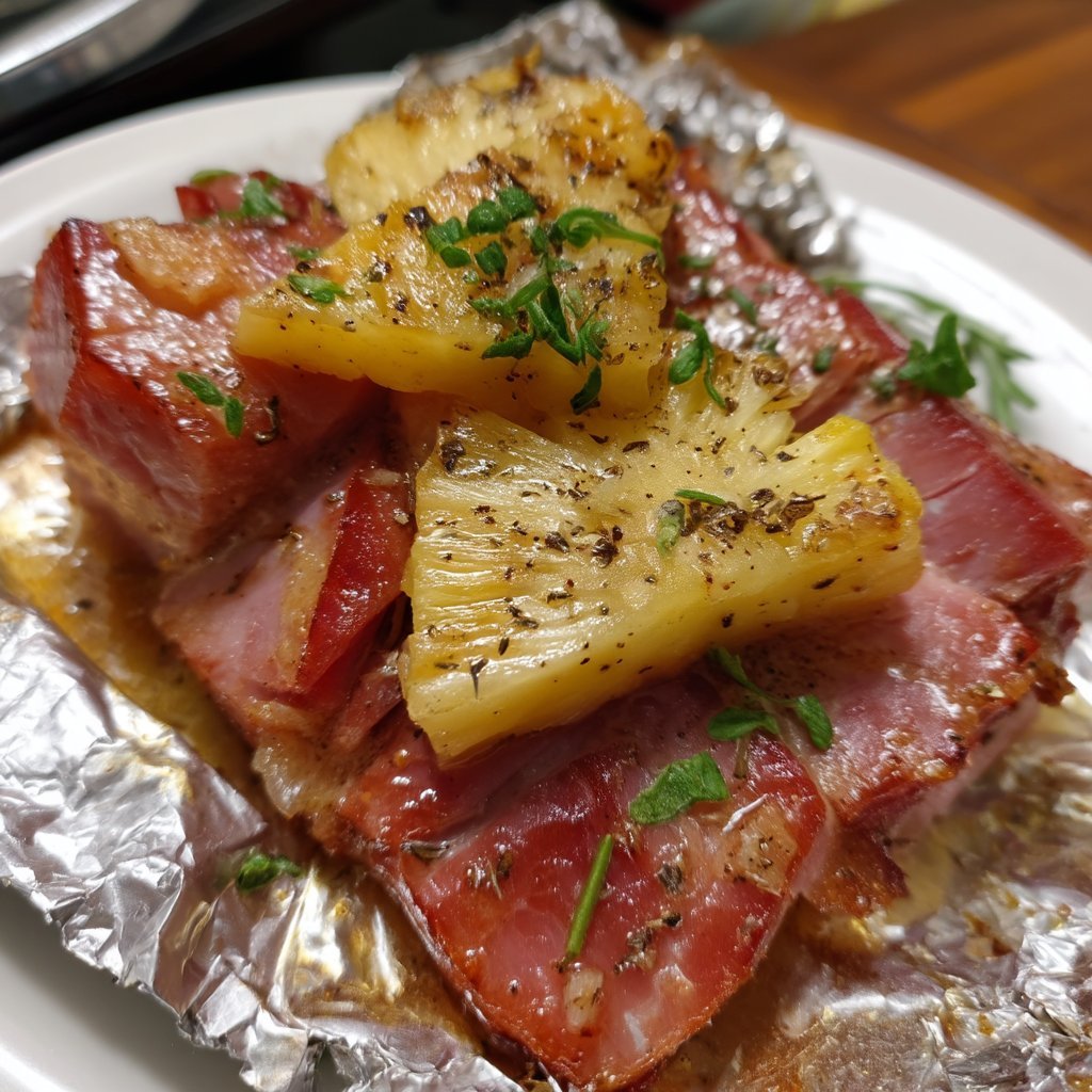 Brown Sugar Pineapple Ham Foil Packets