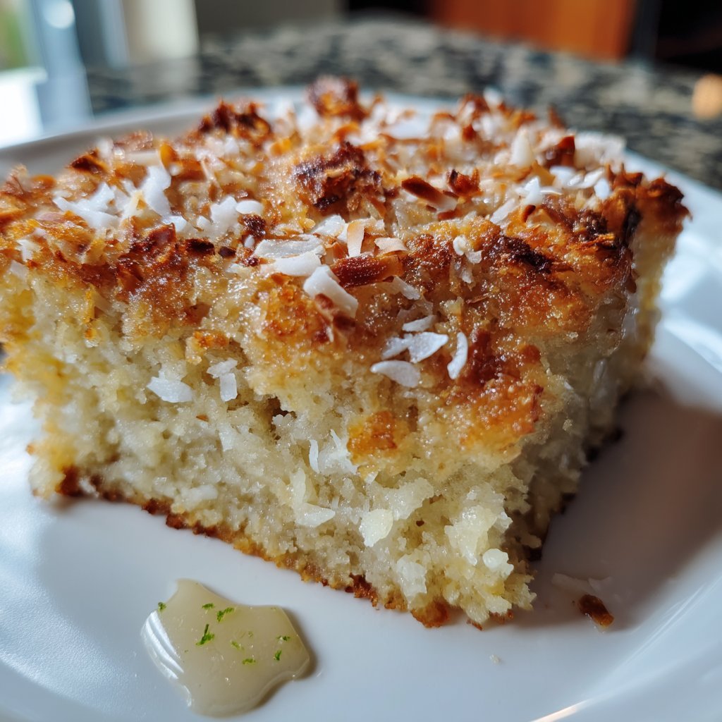 Toasted Coconut Snack Cake with Lime Glaze