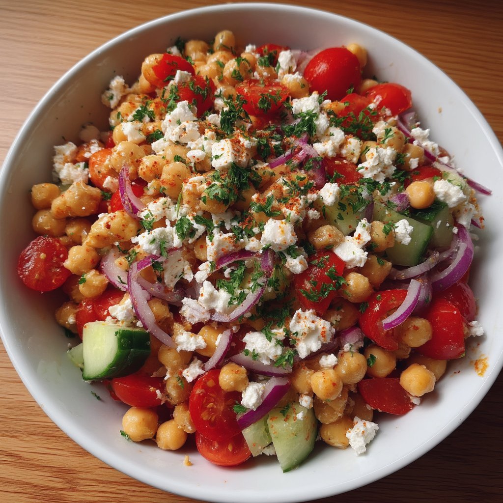 Greek Chickpea Salad with Feta 2 Greek Chickpea Salad with Feta