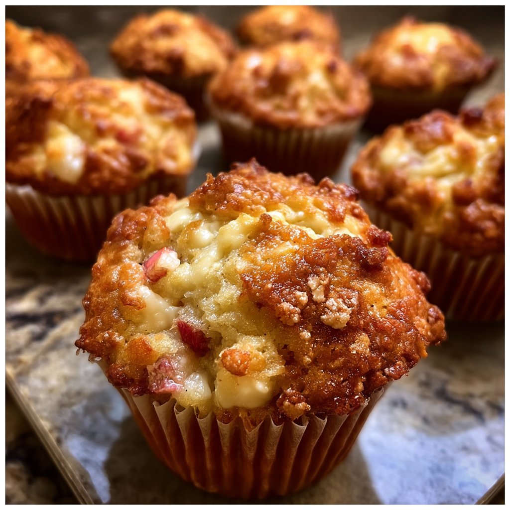 Rhubarb Ginger Ricotta Muffins