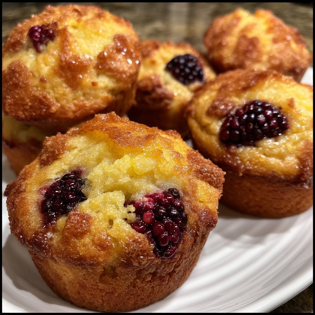 Blackberry Cornbread Muffins with Honey Butter