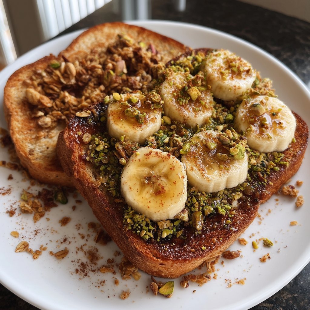 Pistachio Granola Butter Toast with Banana
