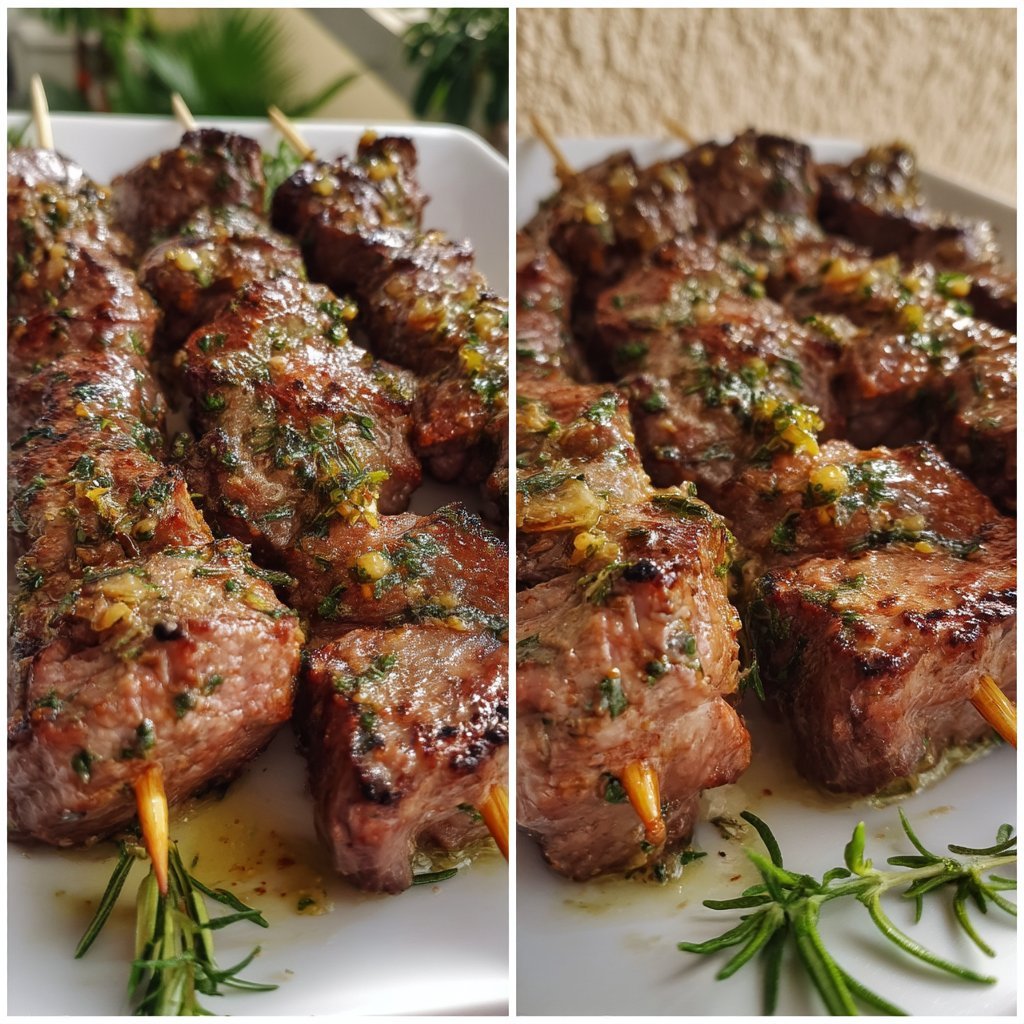 Garlic Herb Steak Skewers