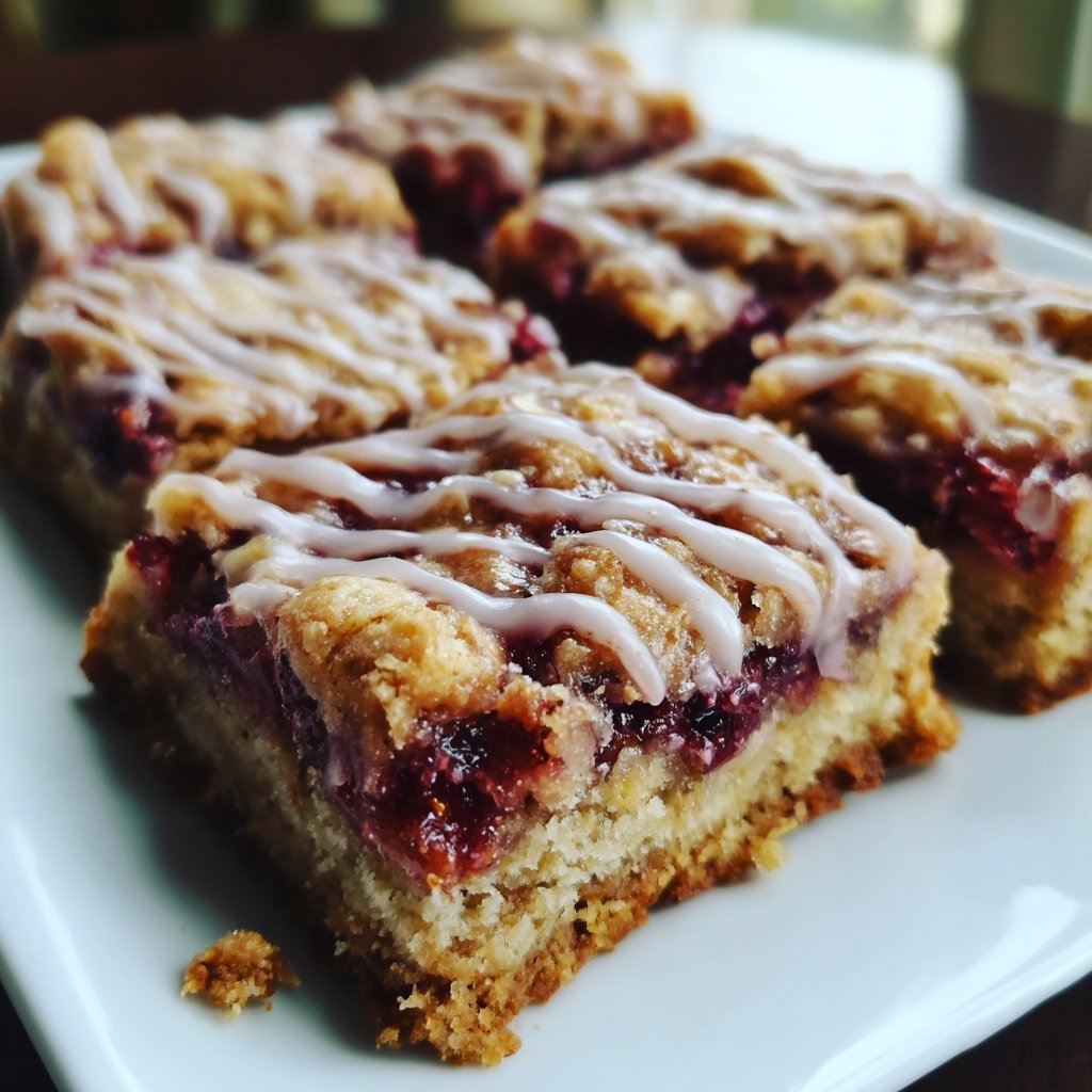 Blackberry Oatmeal Bars with Vanilla Glaze