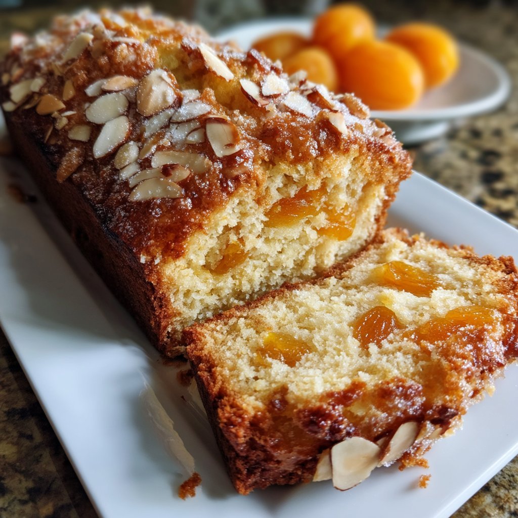 Apricot Almond Loaf Cake with Crunchy Sugar Top