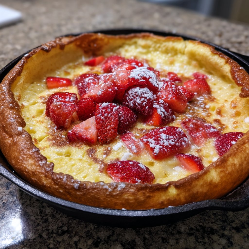Lemon Ricotta Dutch Baby with Strawberries