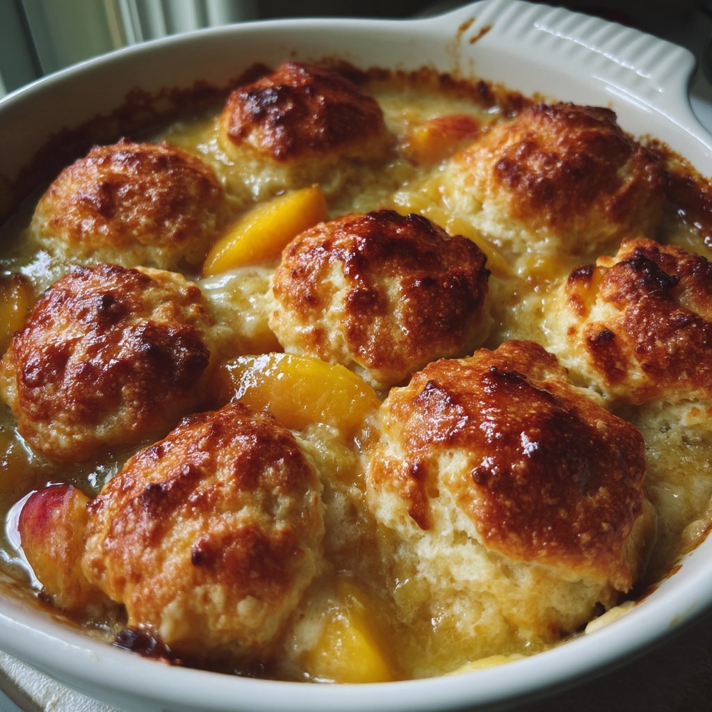 Peach Cobbler with Mascarpone Biscuits