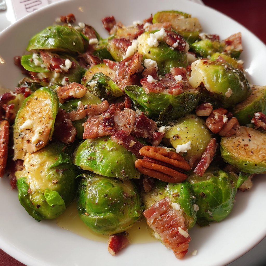 Warm Brussels Sprouts Salad with Bacon and Pecans 1 Warm Brussels Sprouts Salad with Bacon and Pecans