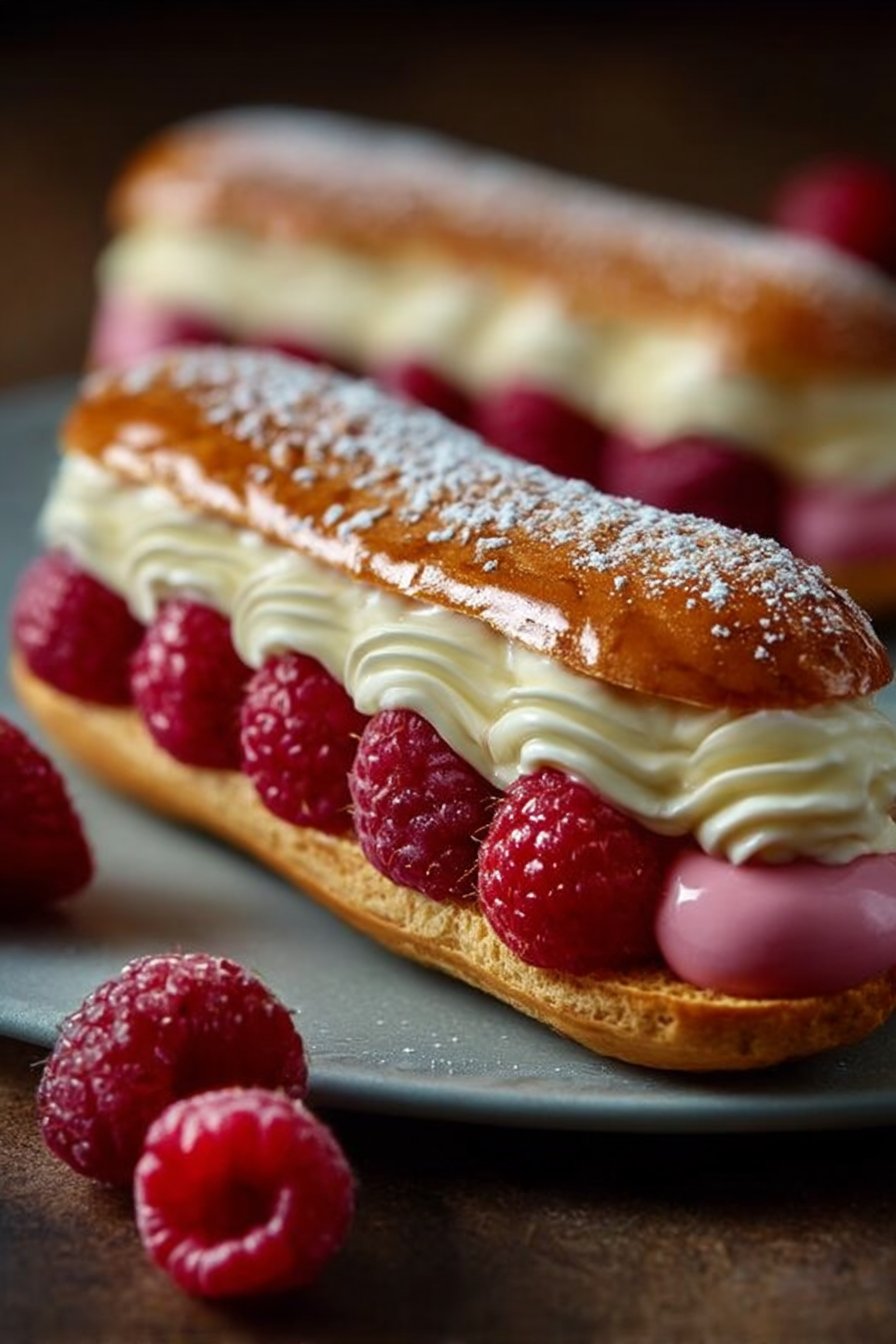 Lemon Raspberry Eclairs