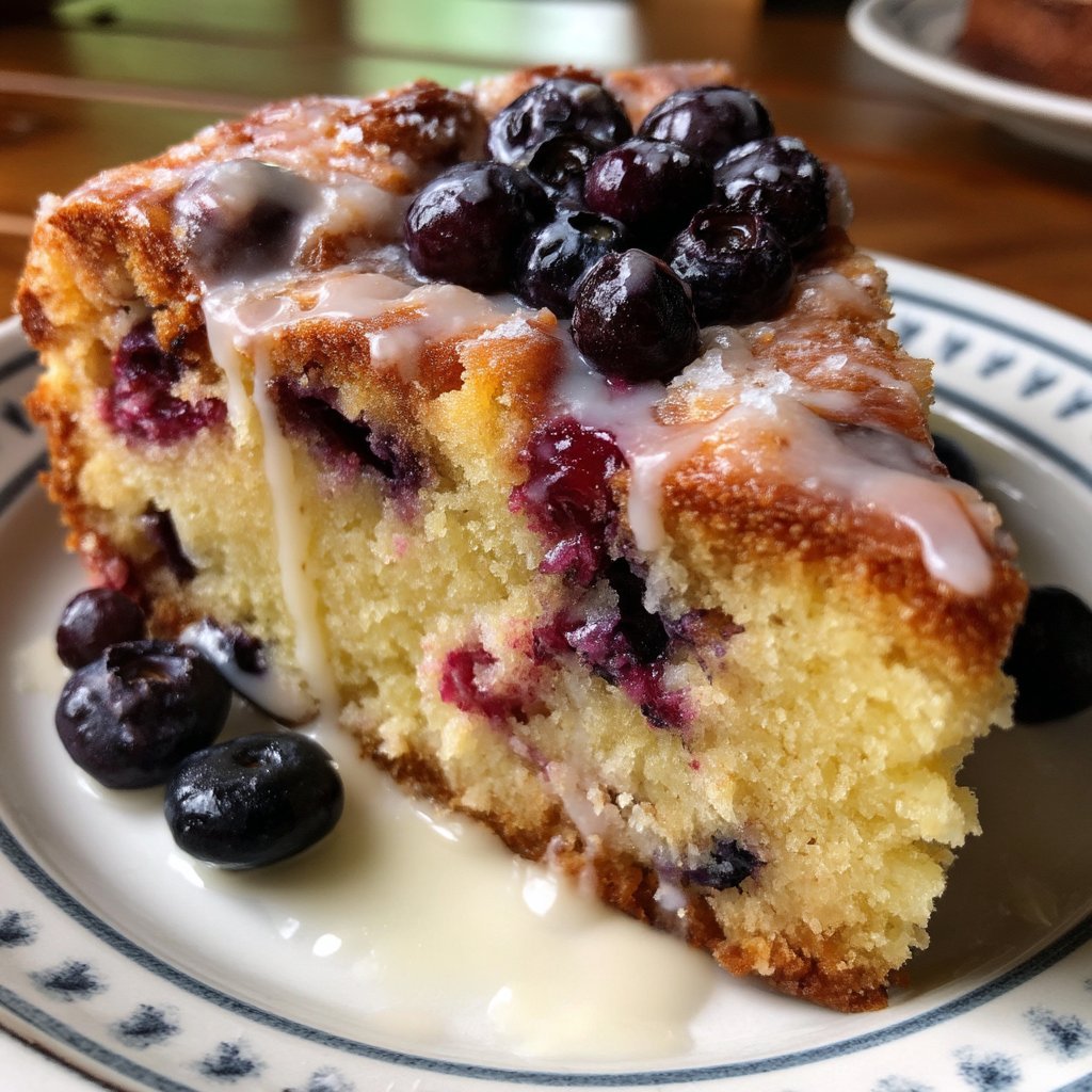Lemon Blueberry Ricotta Tea Cake with Glaze