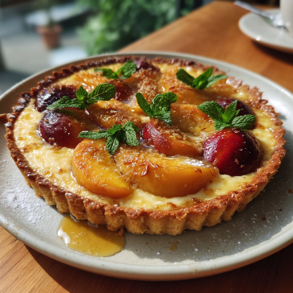 Roasted Peach and Mascarpone Tart
