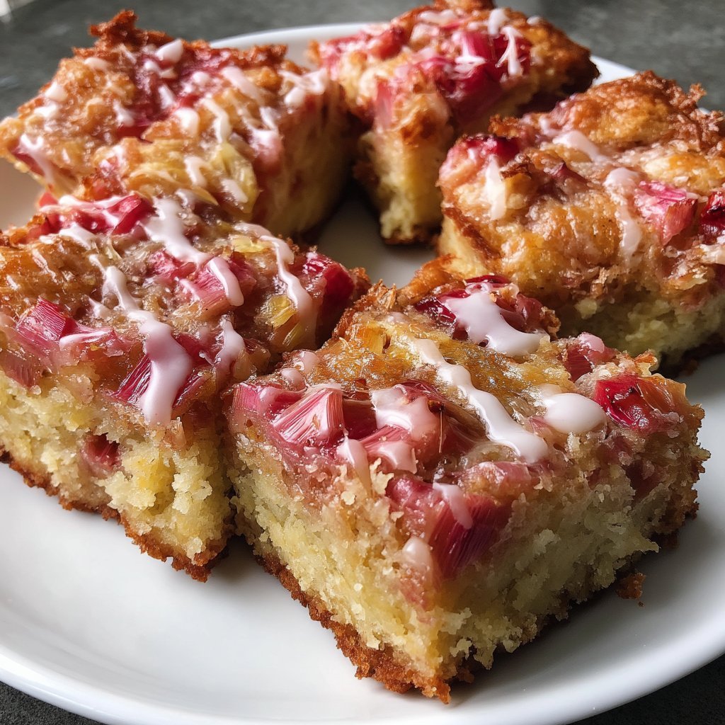 Easy Rhubarb Dessert Squares with Vanilla Glaze 3 Easy Rhubarb Dessert Squares with Vanilla Glaze