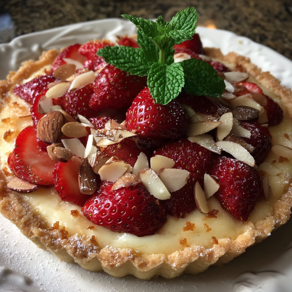 Strawberry Almond Ricotta Tart
