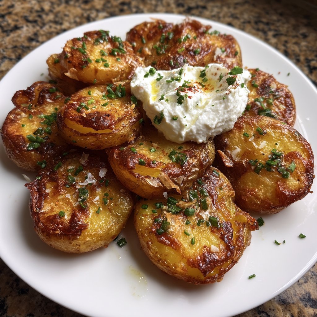 Crispy Smashed Potatoes with Whipped Ricotta